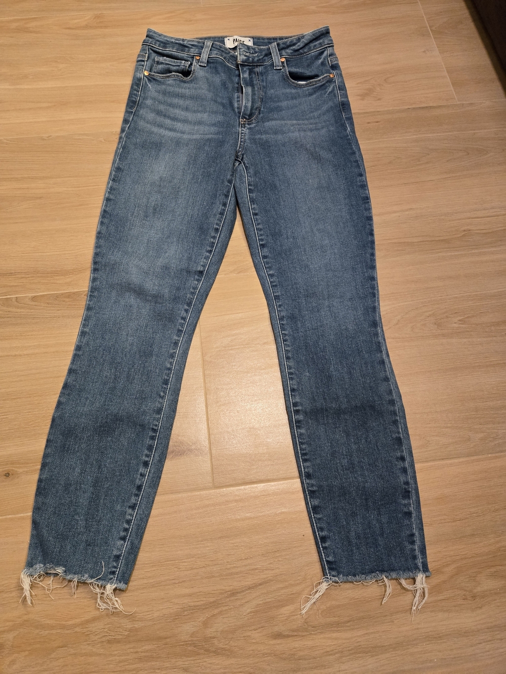 PAIGE Women's Hoxton Crop Straight Leg Jeans with Raw Hem